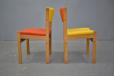 Newly upholstered set opf 6 Kaj winding design oak frame dining chairs