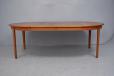 Vintage circular dining table in teak on triangular legs - view 4