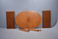 Dismantlable Danish oval top dining table with 2 leaves for sale.