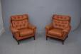 Vinatge Danish design armchair in teracotta colour leather