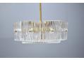 Crystal glass shade & brass stem ceiling pendant made in West Germany.