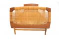 Danish teak single bed with woven split cane 