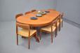 Teak round top dining table produced by Hans Bech