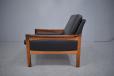 Vintage rosewood armchair with black leather upholstery - view 3