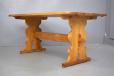 1970s vintage oak trestle table with 2 extra leaves for sale
