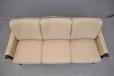 Shallow frame high seated modern sofa in beige striped cream woolen upholstery - view 8
