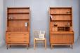 Teak writing desk wall unit with sliding doors | Johannes Sorth - view 4