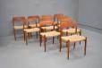 10 vintage model 75 dining chairs in teak designed 1954 by Niels Moller for sale