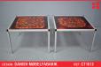 Aluminuim frame side table with marbled glass top - view 1