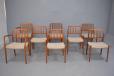 Niels Moller dining chair set in NEW and EXCLUISIVE sand colour woven braid seats | Model 83 side chairs and model 66 carvers