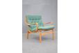 Vintage beech frame armchair with rattan woven back - view 3