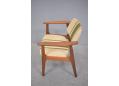 Minimalistic teak frame armchair with original striped upholstery