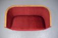 1940s curved frame 2 seater sofa in red vlevet upholstery with beech details