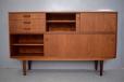 Danish teak sideboard with sliding doors and drawers