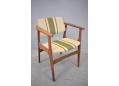 Midcentury armchair with stylish teak frame & striped fabric seat & back