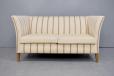 Vintage box 2 seat sofa in striped cream wool upholstery
