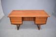 1960s vintage teak desk with 6 drawers in banks of 3