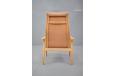 Tan leather and beech LAMINO chair with high back - SWEDESE