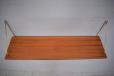 Vintage teak floating wall shelf with brass supports | PS System - view 7
