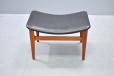 Finn Juhl vintage teak footstool in original black leather  - view 2