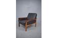 Vintage rosewood armchair with black leather upholstery - view 8