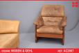 Vintage leather and teak high back armchair by NISSEN & GEHL - view 1