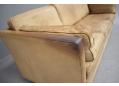 All ox leather upholstered 3 seat sofa with comfy cushions.