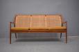 Danish design 3 seat sofa with new woven cane back. France & Daverkosen.