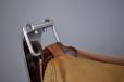 Vintage chrome falcon chair in tan leather designed by Sigurd Resell 1974
