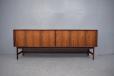 Long sideboard in vintage rosewood with sliding tambour doors - Rosengren Hansen design - view 2