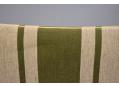 Green & cream stripe fabric upholstered 1960s teak frame armchair.