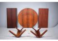 Rosewood dining table with 2 leaves & pedestal legs made in Denmark.