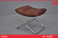 Vintage danish chrome and leather foot stool - view 1