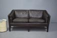 Vintage brown leather 2 seater sofa by Gunnar Grandt