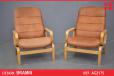 Vintage tan leather armchair with beech frame - BRAMIN Mobelfabrik - view 1