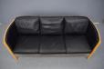 3 Seater black leather sofa with beech frame | Stouby - view 5