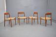 Danish midcentury design teak framed dining chairs model 75 from Niels Moller 