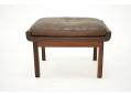 Danish design rosewood frame ottoman / foot stool in brown leather. SOLD