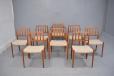 Vintage niels moller design dining chairs in teak with new flat weave braided seats