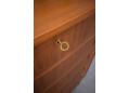 Bow fronted 6 drawer chest in teak made in Denmark.