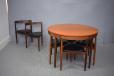 vinatge teak dining table with 6 matching sidechairs produced by Frem Rojle