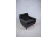 Vintage black leather & velvet armchair on rosewood legs - view 2