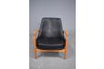 Rare armchair with sprung set cushion and original black leather upholstery - Ib Kofod Larsen design