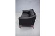 Supportive and comfortable Danish black leather 2 seat sofa.