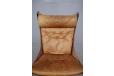 Vintage high back FALCON chair in original tan leather upholstery