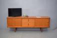 Long low danish design sideboard in teak with sliding doors and 4 drawers - BRAMIN