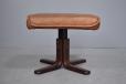 2000s pedistal footstool in brown leather - view 2
