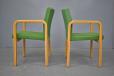 Contrast beech frame armchair with green wool upholstery