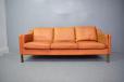 1970s 3 seater box sofa in orange leather made by Stouby