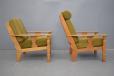 Nordic Brutalist design solid oak frame armchairs for sale